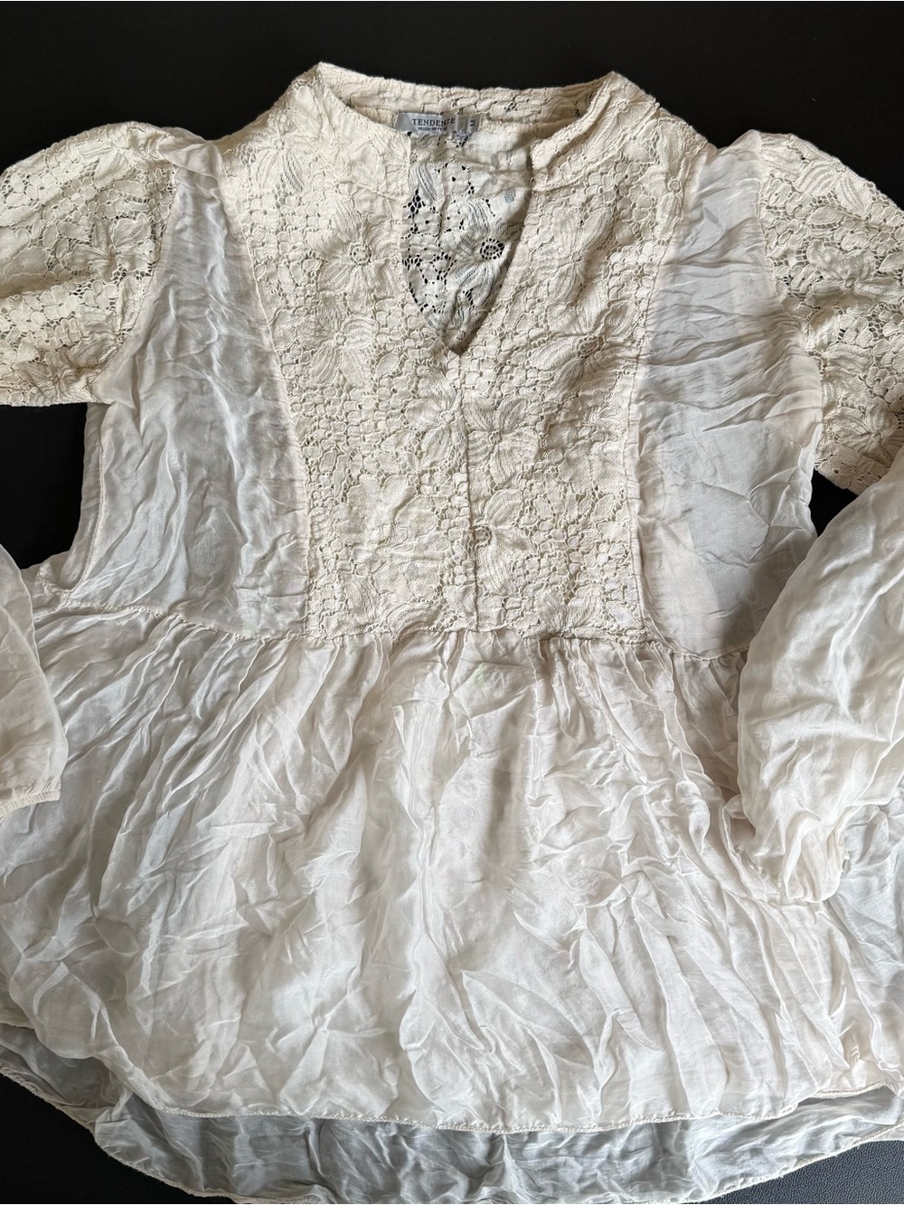 Handcrafted Ivory Lace Peasant Blouse